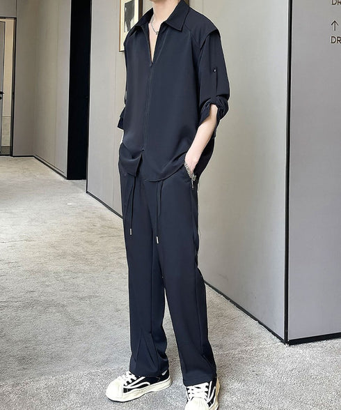 Zipper Sleeve Relaxed Set